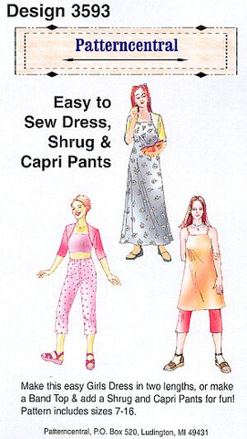 Easy to sew Dress  Shrug & Capri Pants Size 7-16