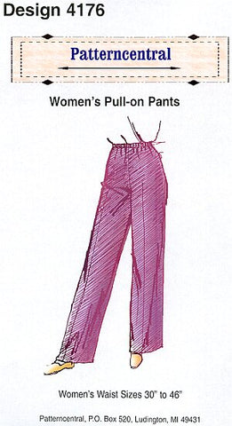 Womens Pull-on Pants sewing pattern Size 30-46 waist