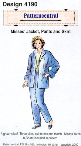 Misses Jacket  Pants & Skirt sewing pattern Size 8-22