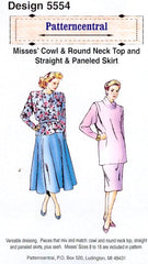 Misses Cowl & round neck top and Straight & paneled skirt Size 8-18