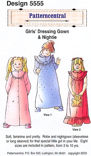 Girls Dressing Gown & Nightie sewing pattern
