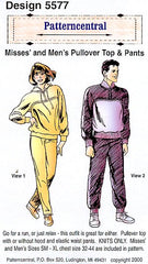 Misses and Mens pullover top & pants sewing pattern