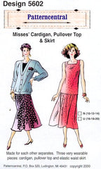 Misses Cardigan  Pullover Top & Skirt pattern