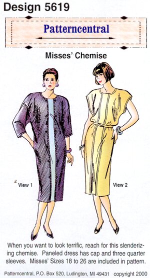 Misses Chemise sewing pattern by Patterncentral Size 18-26