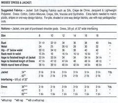 Misses Dress & Jacket sewing pattern Size 8-18
