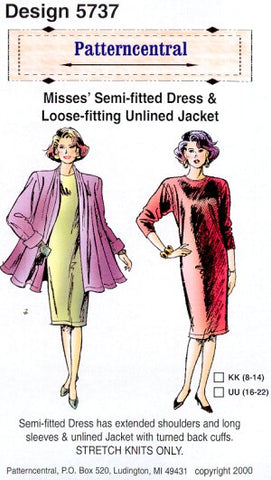 Misses semi-fitted dress & loose-fit unlined jacket