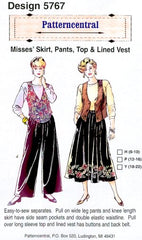Misses Skirt Pants Top & Lined vest