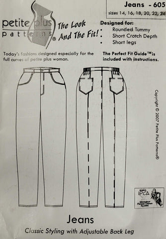 Jeans Sewing Pattern by Petite Plus 605