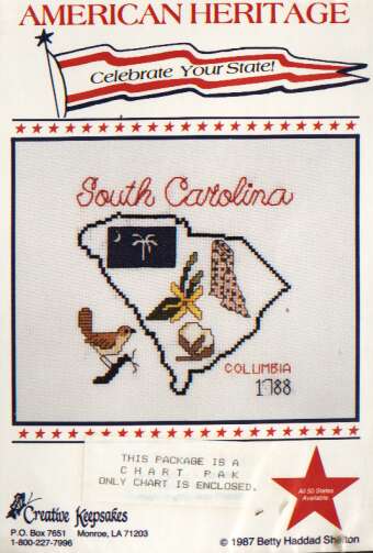 American Heritage celebrate your state SOUTH CAROLINA cross stitch chart