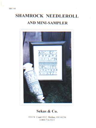 Shamrock needleroll and mini-sampler, cross stitch leaflet