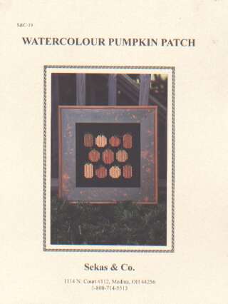 Watercolour pumpkin patch cross stitch chart, 19