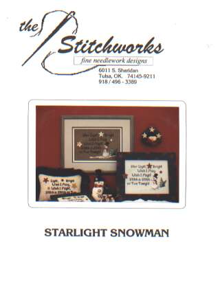 Starlight Snowman crossstitch leaflet by the Stitchworks fine needlework designs