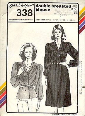 Double Breasted Blouse Sewing Pattern by Stretch and Sew[stsDS0338-1]