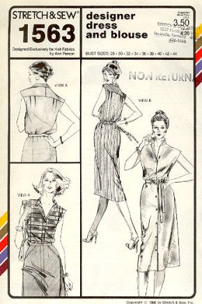 Designer Dress and Blouse Sewing Pattern by Stretch & Sew 1563