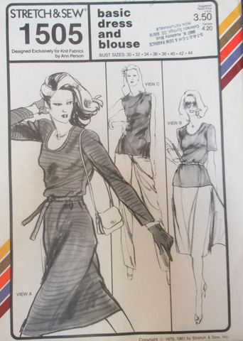 BASIC DRESS & BLOUSE, bust size 30-44,  Great CONSIGNED & AS-IS product, is uncut, stored in smoking environment, vintage pattern.  1505