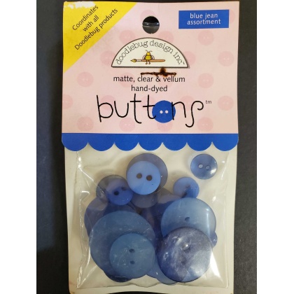 Doodlebug Design Buttons - Blue Jean Assortment