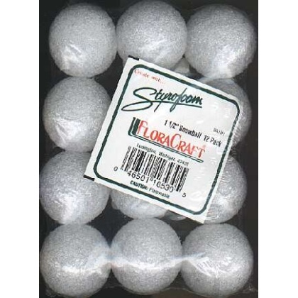 Floracraft styrofoam 1 1/2 inch snowball 12 pack