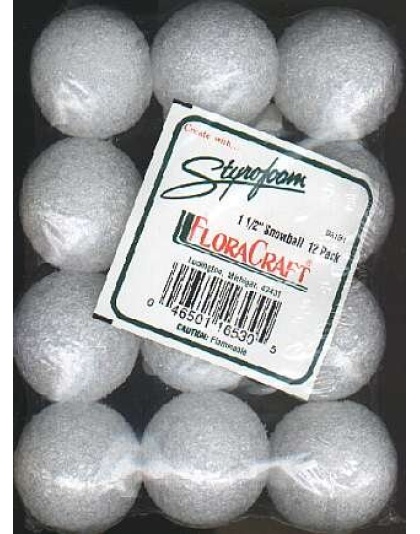 Floracraft styrofoam 1 1/2 inch snowball 12 pack