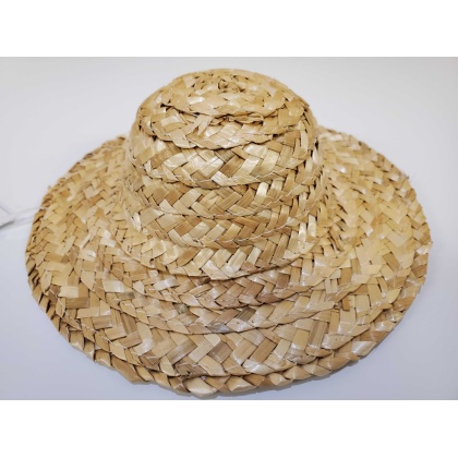 Straw Hat With Round Crown 8 inch