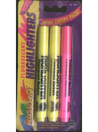 Fluorescent highlighters set of 3