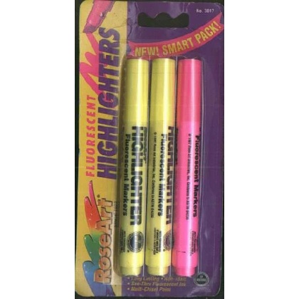 Fluorescent highlighters set of 3