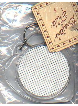 Heart key tag with 14ct vinyl weave CrossStitch fabric