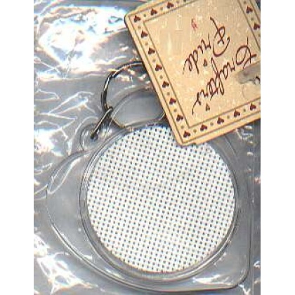 Heart key tag with 14ct vinyl weave CrossStitch fabric
