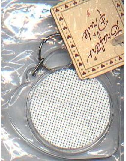 Heart key tag with 14ct vinyl weave CrossStitch fabric