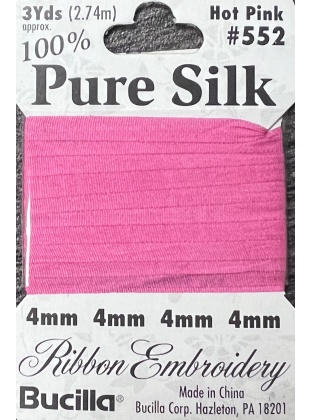 Pure Silk Ribbon Embroidery Hot Pink (3yd)