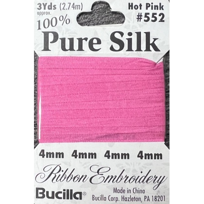 Pure Silk Ribbon Embroidery Hot Pink (3yd)