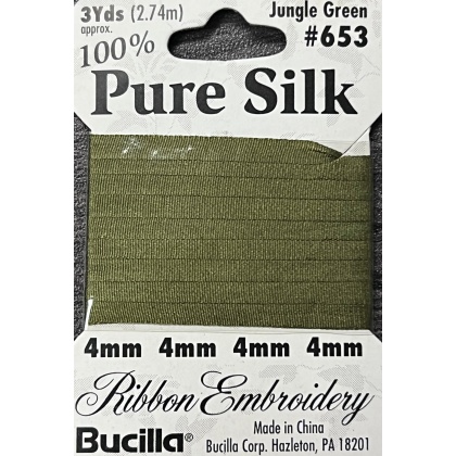 Pure Silk Ribbon Embroidery Jungle Green (3yd)