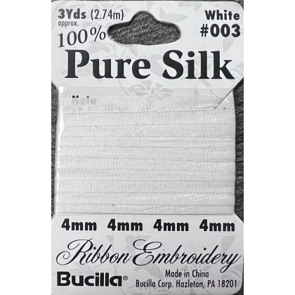 Pure Silk Ribbon Embroidery White (3yd)