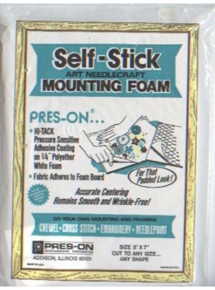 Self-stick art needlecraft mounting foam, pres-on, size 5x7 cut to any shape
