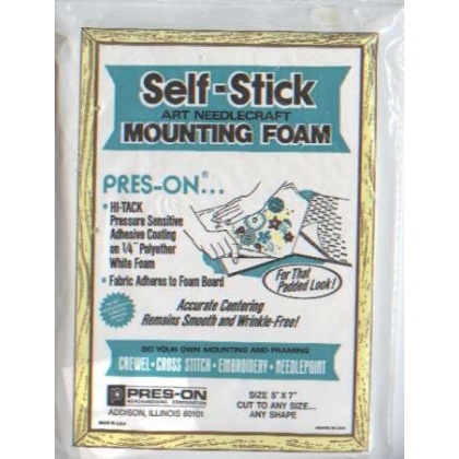Self-stick art needlecraft mounting foam, pres-on, size 5x7 cut to any shape