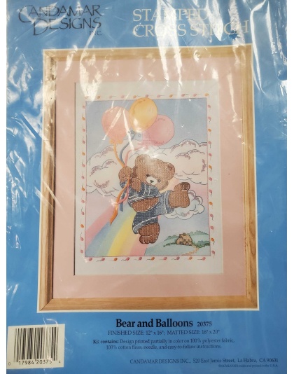 Bear and Balloons Stamped CrossStitch by Candamar Designs