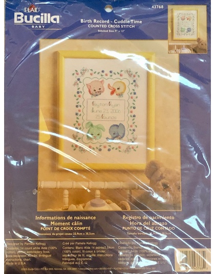 Birth Record Cuddle Time Counted CrossStitch