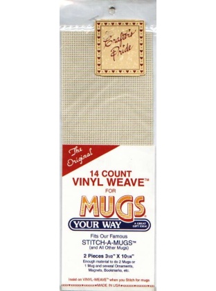 14 count vinyl weave for mugs, 2 pieces 3 1/2 inch x 10 1/4 inch PARCHMENT