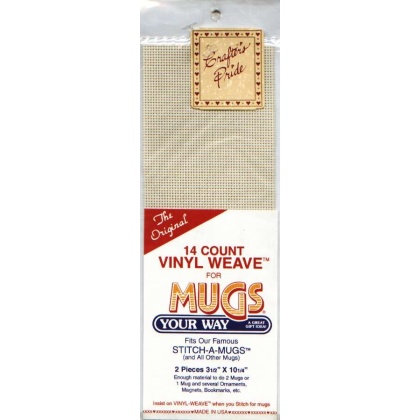 14 count vinyl weave for mugs, 2 pieces 3 1/2 inch x 10 1/4 inch PARCHMENT