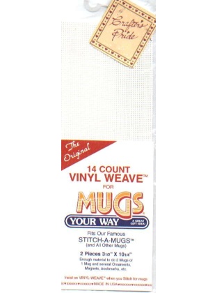 14 count vinyl weave for mugs, 2 pieces 3 1/2 inch x 10 1/4 inch WHITE