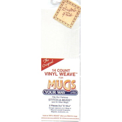 14 count vinyl weave for mugs, 2 pieces 3 1/2 inch x 10 1/4 inch WHITE