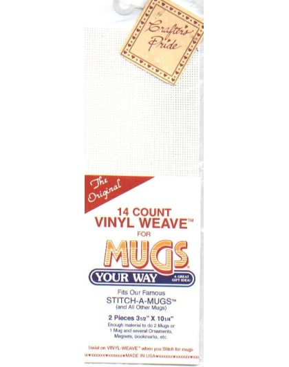 14 count vinyl weave for mugs, 2 pieces 3 1/2 inch x 10 1/4 inch WHITE