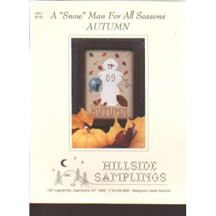 A snow man for all seasons Autumn by Hillside samplings