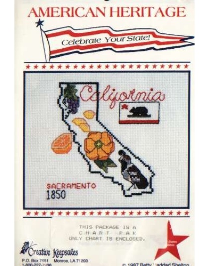 American Heritage celebrate your state CALIFORNIA CrossStitch chart
