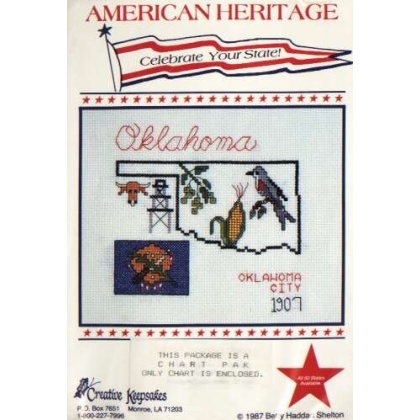 American Heritage celebrate your state OKLAHOMA CrossStitch chart LAST ONE