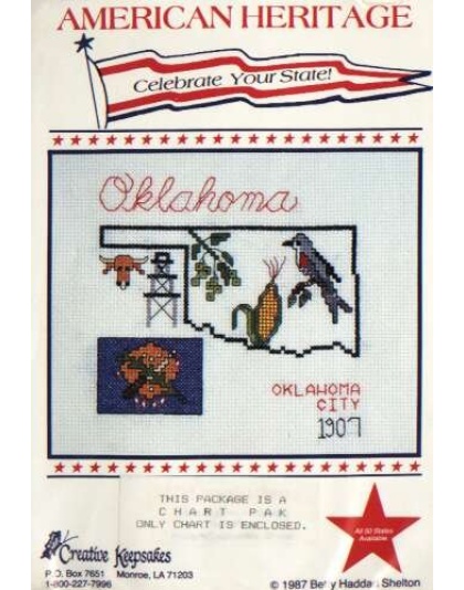 American Heritage celebrate your state OKLAHOMA CrossStitch chart LAST ONE