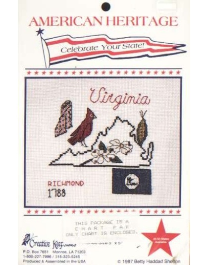 American Heritage celebrate your state VIRGINIA CrossStitch chart LAST ONE