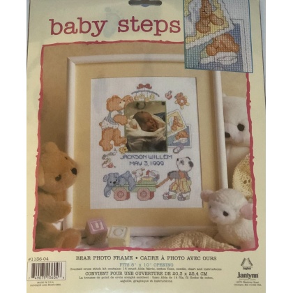 Baby Steps Counted CrossStitch Bear Photo Frame