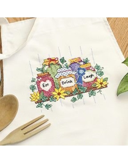 Eat, Drink & Laugh Apron Stamped CrossStitch kit