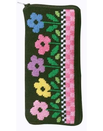 Flowers In A Row Needlepoint Kit 3-12x7 Cotton Floss