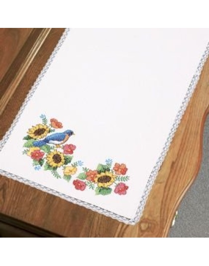 Garden Birds Dresser Scarf Stamped CrossStitch kit